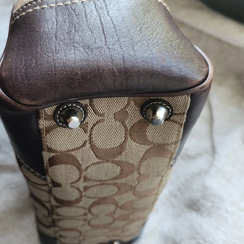 Coach Signature Hampton Canvas & Leather Shoulder Bag - Picture 13 of 16